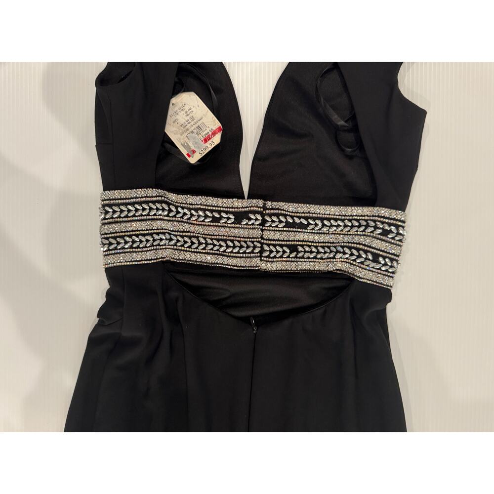 Xscape Mermaid Evening Gown Dress 4 Black Beaded Open Back Formal Gala Slit NWT - Picture 14 of 16